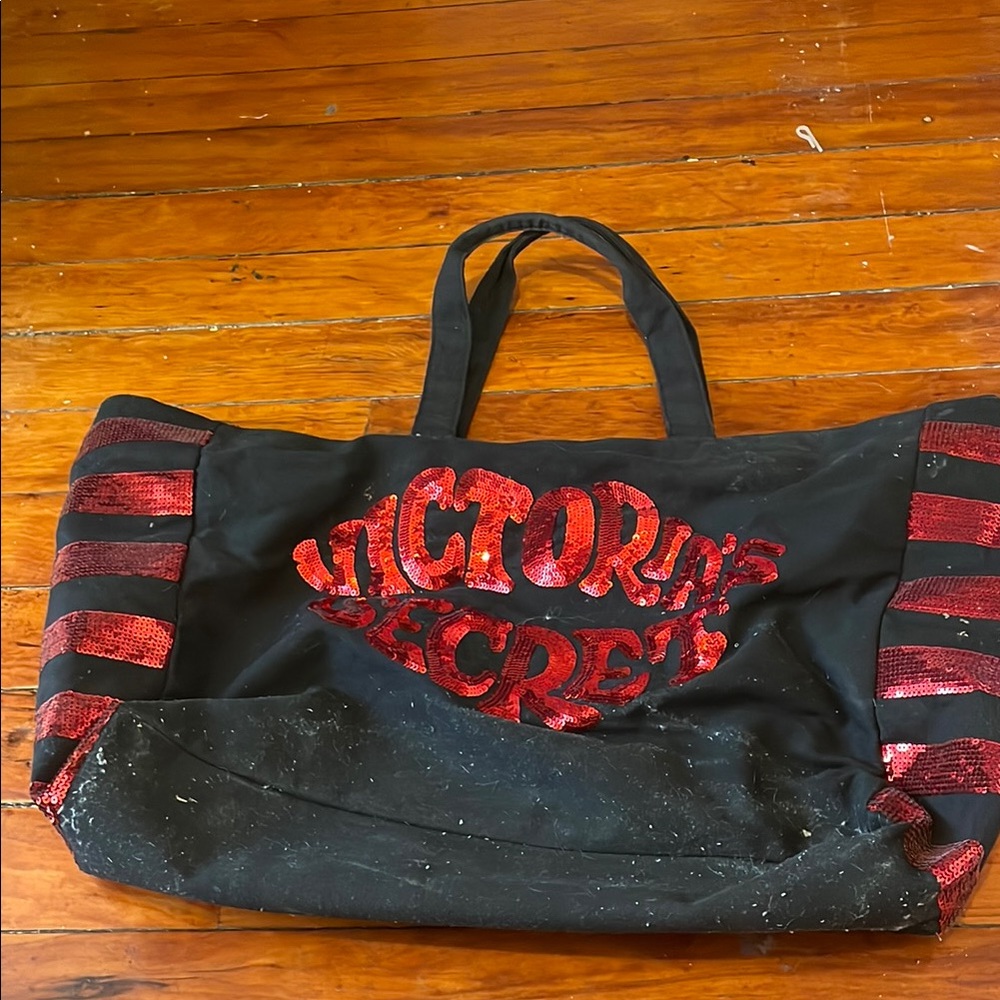 Victoria's Secret Black and Red Tote Bag